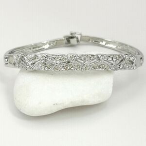 Art Deco Style bracelet Silver Swarovski Crystals 🆕 Bridal Wedding